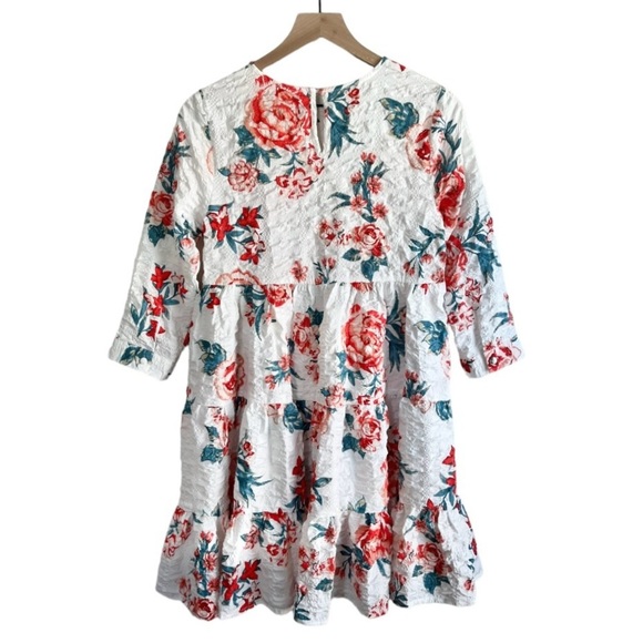 NWT Francesca's Carra Floral Babydoll Mini‎ Dress White Pink Red Blue Size Small - Picture 5 of 14